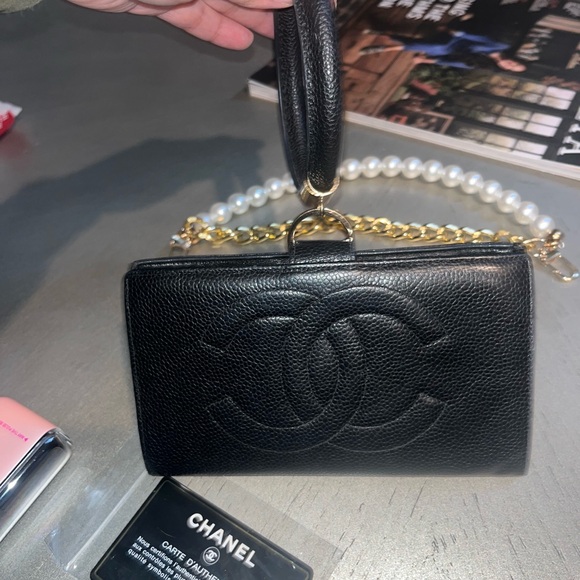 Chanel Black Leather Wallet with Pearl Handle - Picture 12 of 12